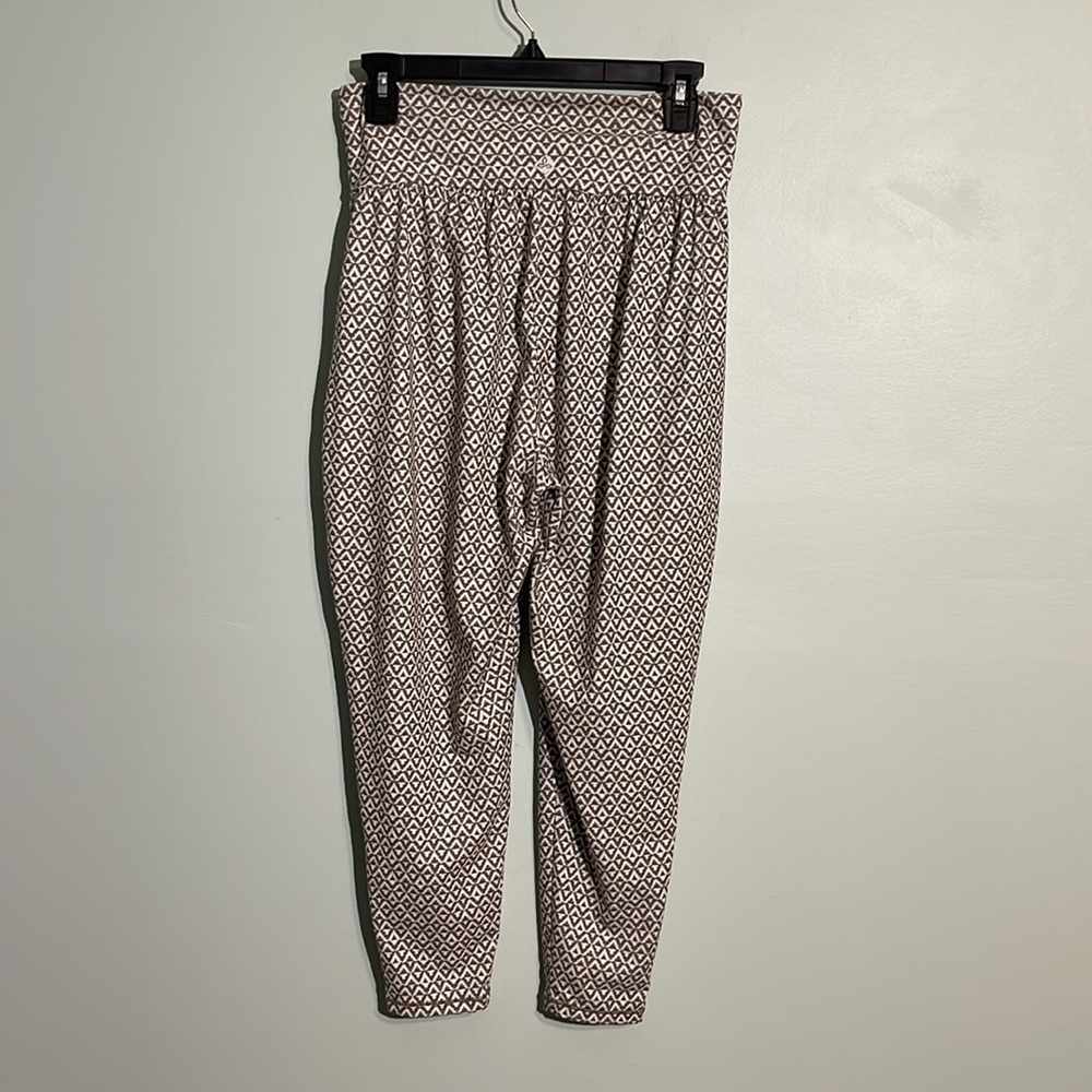 Prana Taupe & White Patterned High Rise Cropped Jogger Pants Women’s Size Small - Picture 4 of 10